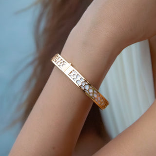 Deep Plum Hexagon Coral - Extra Slim Bangle Gold