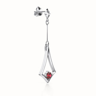 BKK Star Drop Earrings - Ruby - Sterling Silver