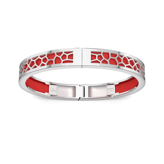 Firecracker Red Hexagon Coral - Extra Slim Bangle Rhodium