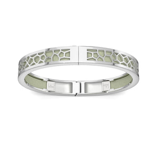 Shophouse Olive Hexagon Coral - Extra Slim Bangle Rhodium