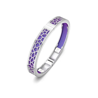 Dawn Mauve Hexagon Coral - Extra Slim Bangle Rhodium