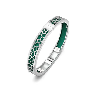 Emerald Green Hexagon Coral - Extra Slim Bangle Rhodium