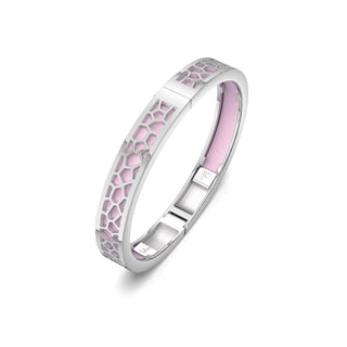 Frangipani Pink Hexagon Coral - Extra Slim Bangle Rhodium