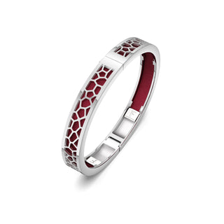 Majestic Ruby Hexagon Coral - Extra Slim Bangle Rhodium