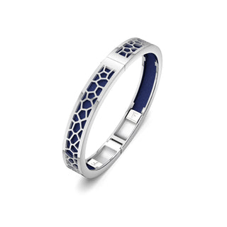 Midnight Blue Hexagon Coral - Extra Slim Bangle Rhodium
