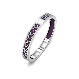 Deep Plum Hexagon Coral - Extra Slim Bangle Rhodium