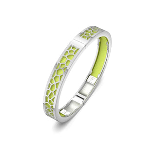 Pomelo Green Hexagon Coral - Extra Slim Bangle Rhodium