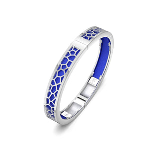 Royal Blue Hexagon Coral - Extra Slim Bangle Rhodium