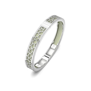 Shophouse Olive Hexagon Coral - Extra Slim Bangle Rhodium
