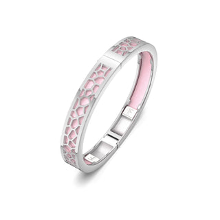 Shophouse Pink Hexagon Coral - Extra Slim Bangle Rhodium
