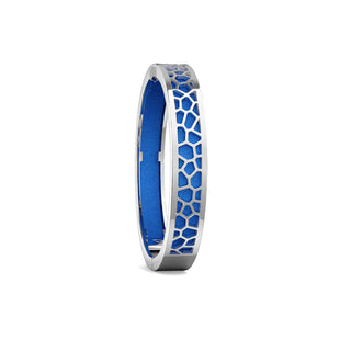 Celestial Blue Hexagon Coral - Extra Slim Bangle Rhodium