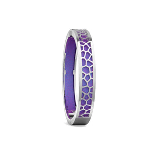 Dawn Mauve Hexagon Coral - Extra Slim Bangle Rhodium