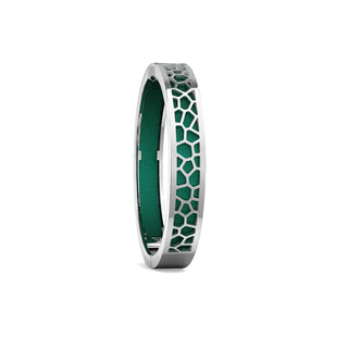 Emerald Green Hexagon Coral - Extra Slim Bangle Rhodium