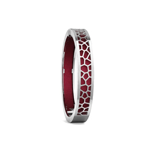 Majestic Ruby Hexagon Coral - Extra Slim Bangle Rhodium