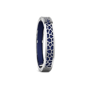 Midnight Blue Hexagon Coral - Extra Slim Bangle Rhodium