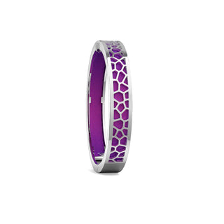 Orchid Purple Hexagon Coral - Extra Slim Bangle Rhodium