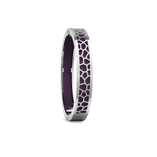 Deep Plum Hexagon Coral - Extra Slim Bangle Rhodium