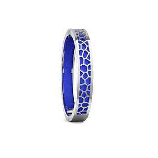 Royal Blue Hexagon Coral - Extra Slim Bangle Rhodium
