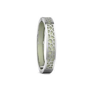 Shophouse Olive Hexagon Coral - Extra Slim Bangle Rhodium