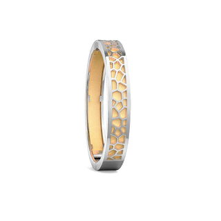 Shophouse Vanilla Hexagon Coral - Extra Slim Bangle Rhodium