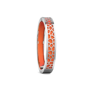 Sunset Orange Hexagon Coral - Extra Slim Bangle Rhodium