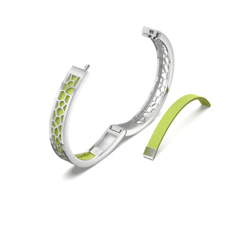Pomelo Green Hexagon Coral - Extra Slim Bangle Rhodium
