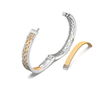 Shophouse Vanilla Hexagon Coral - Extra Slim Bangle Rhodium