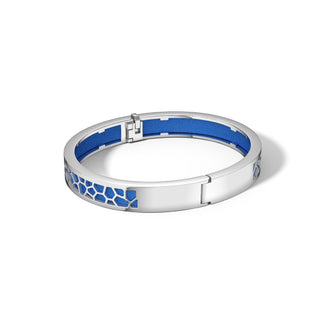Celestial Blue Hexagon Coral - Extra Slim Bangle Rhodium
