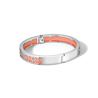 Crossandra Orange Hexagon Coral - Extra Slim Bangle Rhodium