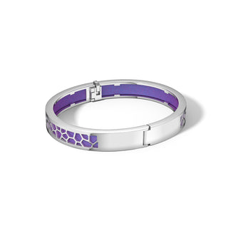 Dawn Mauve Hexagon Coral - Extra Slim Bangle Rhodium
