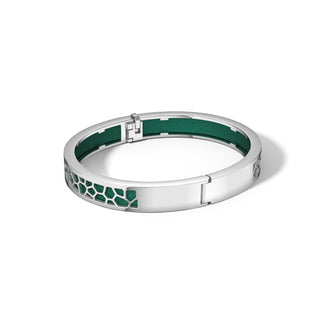Emerald Green Hexagon Coral - Extra Slim Bangle Rhodium