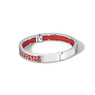 Firecracker Red Hexagon Coral - Extra Slim Bangle Rhodium