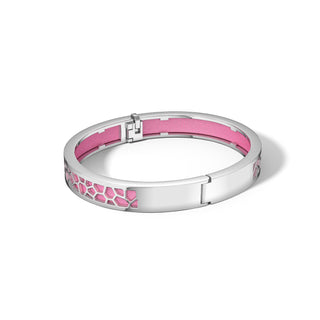 Guava Pink Hexagon Coral - Extra Slim Bangle Rhodium