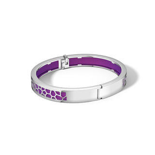 Orchid Purple Hexagon Coral - Extra Slim Bangle Rhodium