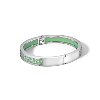 Palm Tree Green Hexagon Coral - Extra Slim Bangle Rhodium