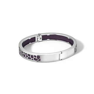 Deep Plum Hexagon Coral - Extra Slim Bangle Rhodium