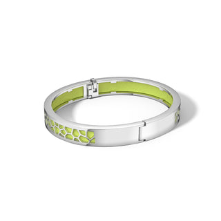 Pomelo Green Hexagon Coral - Extra Slim Bangle Rhodium