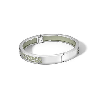Shophouse Olive Hexagon Coral - Extra Slim Bangle Rhodium