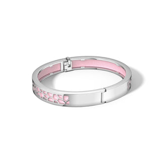 Shophouse Pink Hexagon Coral - Extra Slim Bangle Rhodium