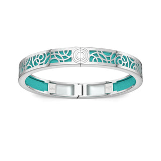 Shophouse Teal Monsoon Ripples - Extra Slim Bangle Rhodium