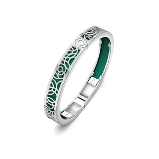 Emerald Green Monsoon Ripples - Extra Slim Bangle Rhodium