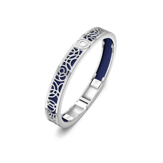 Midnight Blue Monsoon Ripples - Extra Slim Bangle Rhodium
