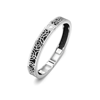 Obsidian Black Monsoon Ripples - Extra Slim Bangle Rhodium