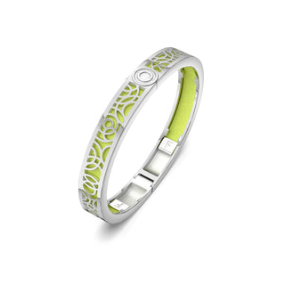 Pomelo Green Monsoon Ripples - Extra Slim Bangle Rhodium