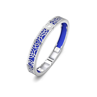 Royal Blue Monsoon Ripples - Extra Slim Bangle Rhodium
