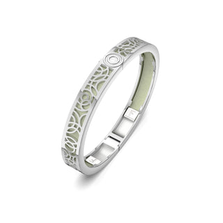 Shophouse Olive Monsoon Ripples - Extra Slim Bangle Rhodium