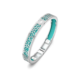 Shophouse Teal Monsoon Ripples - Extra Slim Bangle Rhodium