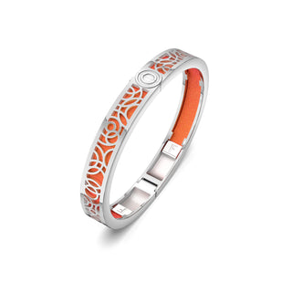 Sunset Orange Monsoon Ripples - Extra Slim Bangle Rhodium