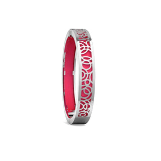 Dragonfruit Pink Monsoon Ripples - Extra Slim Bangle Rhodium