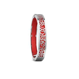 Firecracker Red Monsoon Ripples - Extra Slim Bangle Rhodium